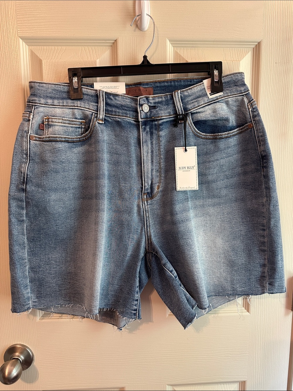 Judy Blue Mid-Rise Faded Blue Denim Shorts